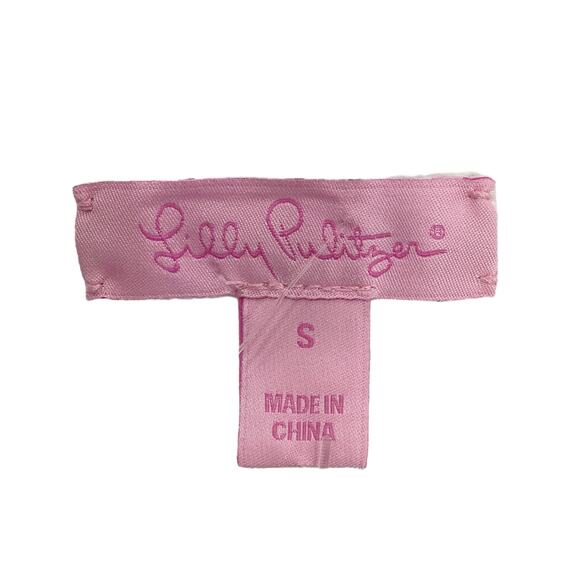 Lilly Pulitzer Dress Women’s Size S 100% Cotton Crocheted Long Sleeves PomPoms - Picture 6 of 6